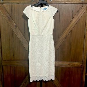 White lace dress knee length
